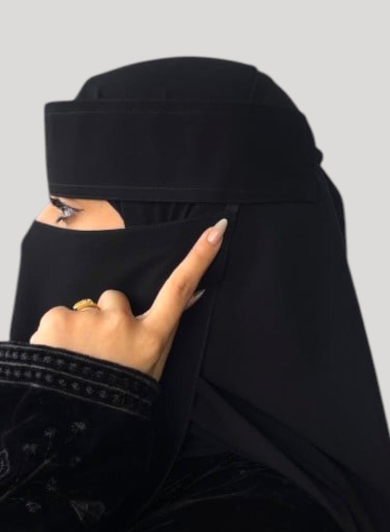 BHNS 2 Medium Straight Elastic Niqabs (8-9) Inch Reinforced - Women's Nameless Niqab Elastic Reinforced with Soft, High-Quality Fabric, Comfortable and Light on the Skin, Slip-Resistant, Washable, Perfect for Everyday Use and Occasions - Image 2